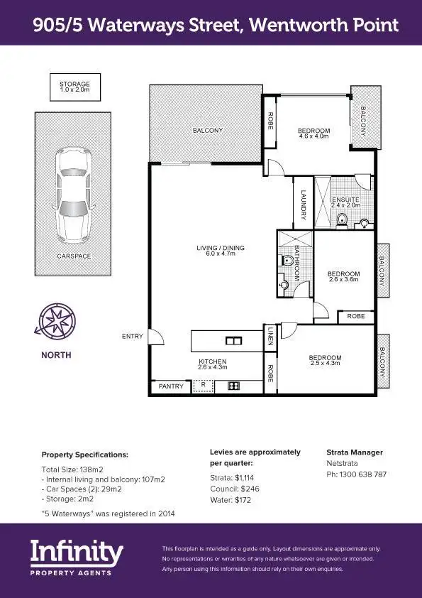 Floorplan of Homely apartment listing, 905/5 Waterways Street, Wentworth Point NSW 2127