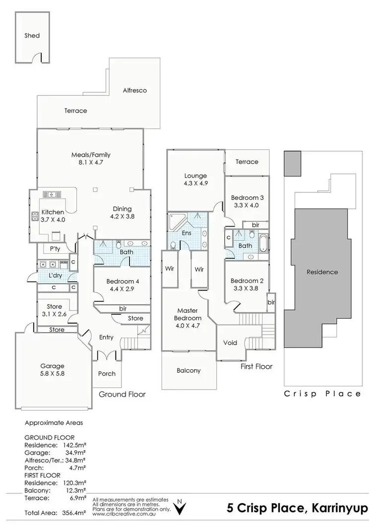 Floorplan of Homely house listing, 5 Crisp Place, Karrinyup WA 6018
