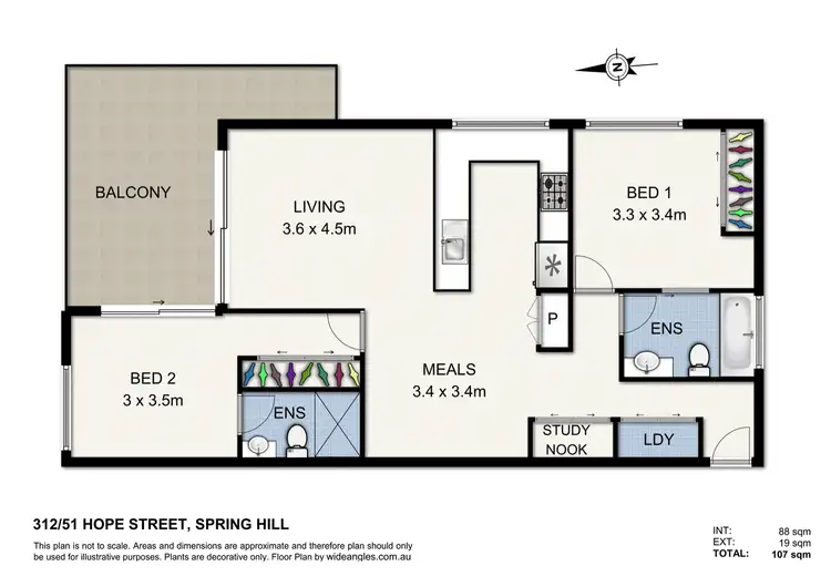 Floorplan of Homely apartment listing, 312/51 Hope Street, Spring Hill QLD 4000