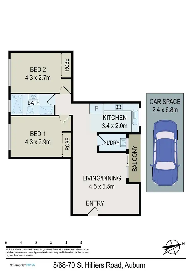 Floorplan of Homely apartment listing, 5/68 St Hilliers Road, Auburn NSW 2144