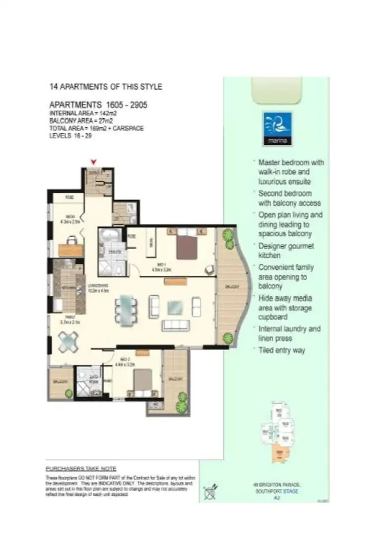 Floorplan of Homely apartment listing, 2205/4 Como Crescent, Southport QLD 4215