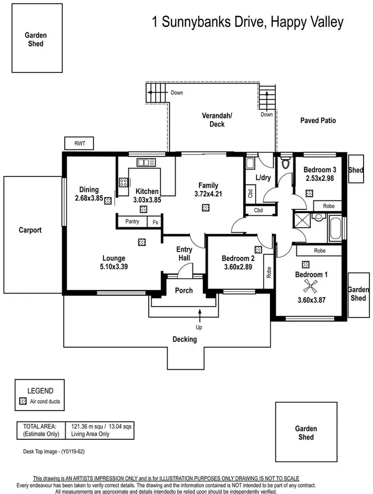 Floorplan of Homely house listing, 1 Sunnybanks Drive, Happy Valley SA 5159