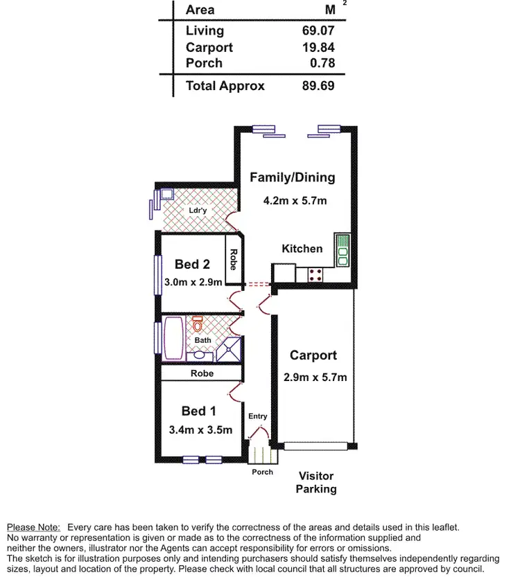 Floorplan of Homely unit listing, 1 Jordan Street, Plympton Park SA 5038