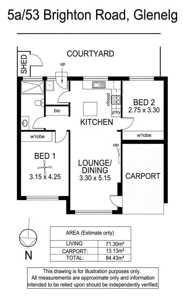Floorplan of Homely unit listing, 5A/53 Brighton Road, Glenelg SA 5045