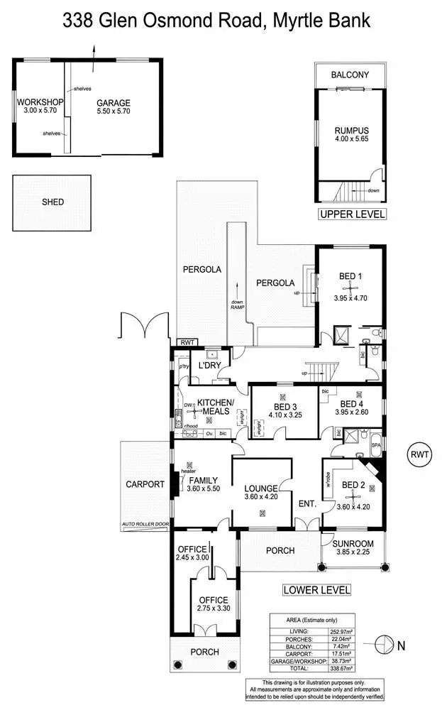 Floorplan of Homely house listing, 338 Glen Osmond Road, Myrtle Bank SA 5064