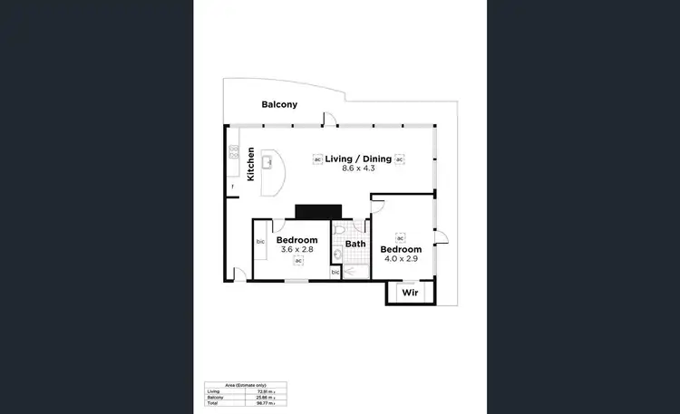 Floorplan of Homely apartment listing, 814/61 Hindmarsh Square, Adelaide SA 5000
