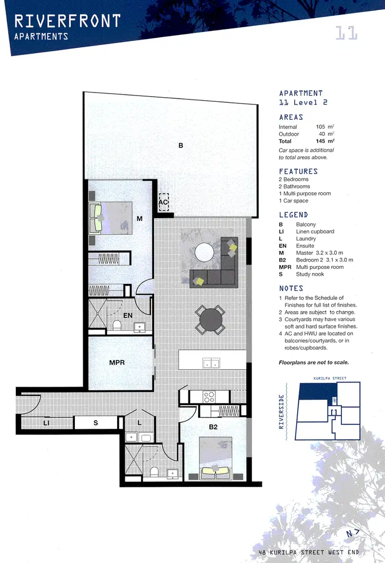 Floorplan of Homely apartment listing, 11/48 Kurilpa Street, West End QLD 4101