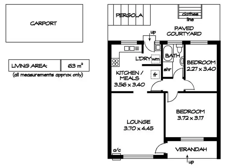 Floorplan of Homely unit listing, 3/12 Forbes Street, Pasadena SA 5042