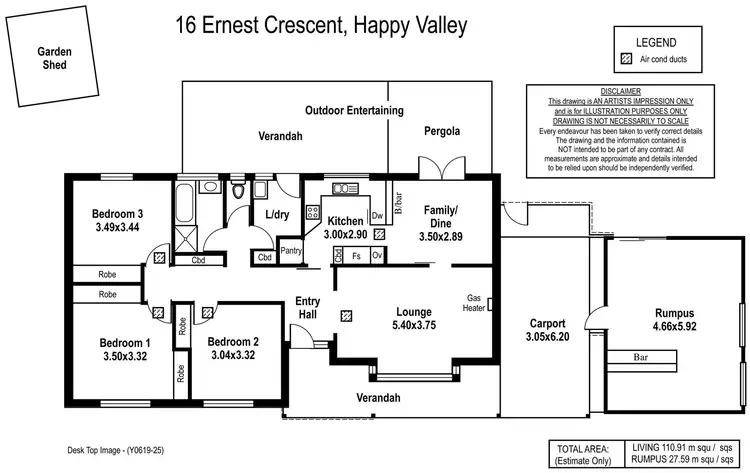 Floorplan of Homely house listing, 16 Ernest Crescent, Happy Valley SA 5159