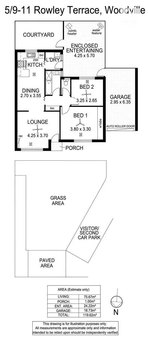 Floorplan of Homely unit listing, 5/9-11 Rowley Terrace, Woodville SA 5011