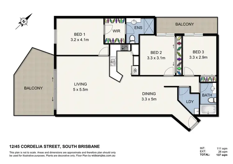 Floorplan of Homely apartment listing, 12/45 Cordelia Street, South Brisbane QLD 4101