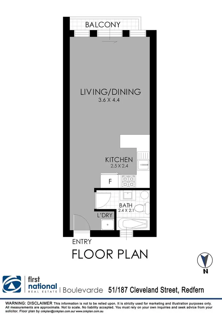 Floorplan of Homely studio listing, 51/187-189 Cleveland Street, Redfern NSW 2016
