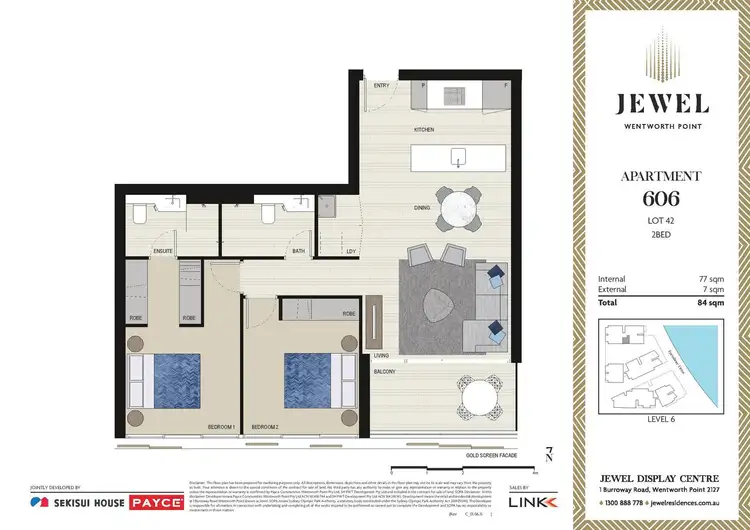 Floorplan of Homely apartment listing, 606/1 Burroway Road, Wentworth Point NSW 2127