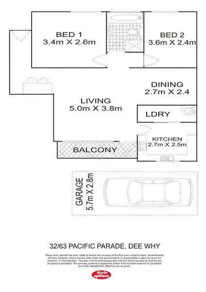Floorplan of Homely unit listing, 32/63 Pacific Parade, Dee Why NSW 2099