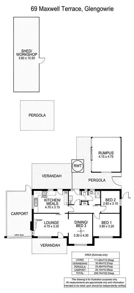 Floorplan of Homely house listing, 69 Maxwell Terrace, Glengowrie SA 5044