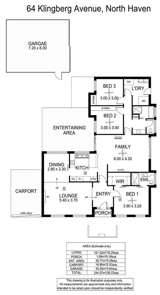 Floorplan of Homely house listing, 64 Klingberg Drive, North Haven SA 5018