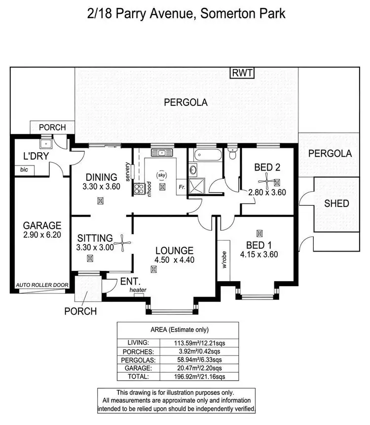 Floorplan of Homely unit listing, 2/18 Parry Avenue, Somerton Park SA 5044