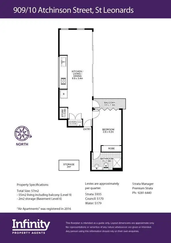 Floorplan of Homely apartment listing, 909/10 Atchison Street, St Leonards NSW 2065