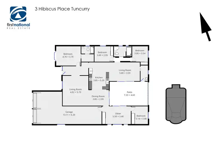 Floorplan of Homely house listing, 3 Hibiscus Place, Tuncurry NSW 2428