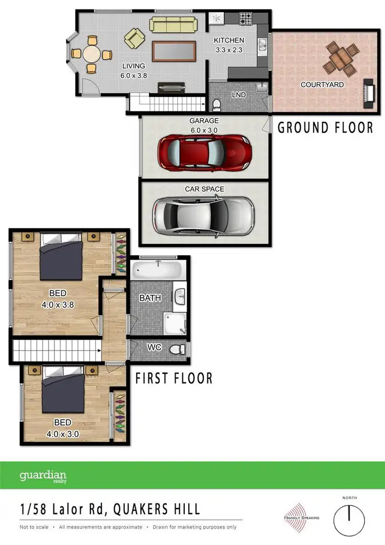 Floorplan of Homely townhouse listing, 1/58 Lalor Road, Quakers Hill NSW 2763