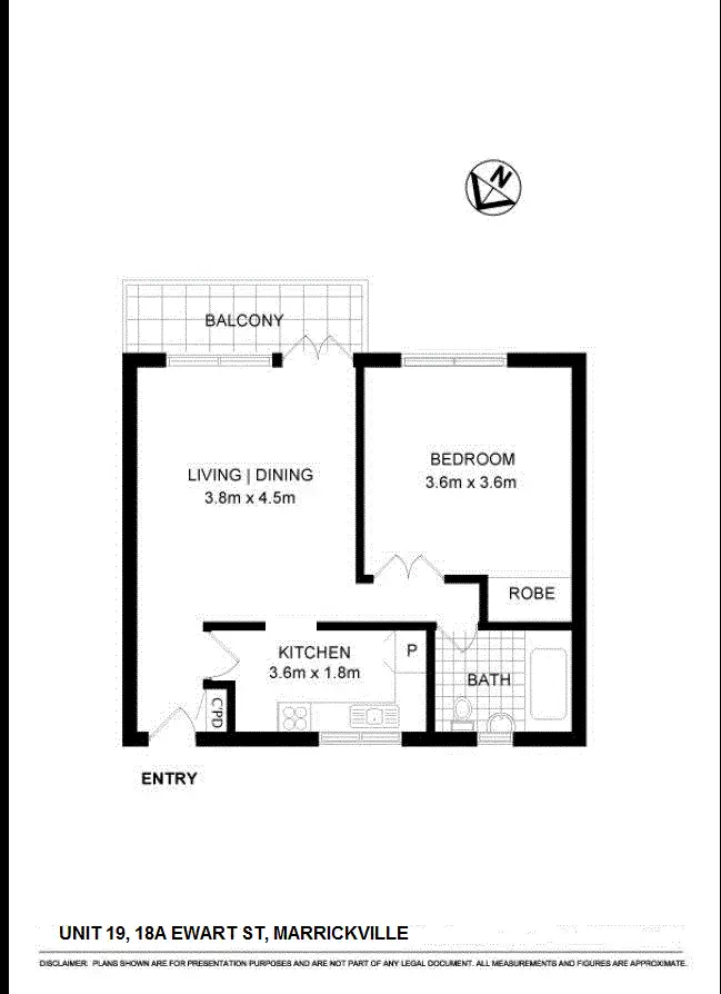 Floorplan of Homely apartment listing, 19/18A Ewart Street, Marrickville NSW 2204