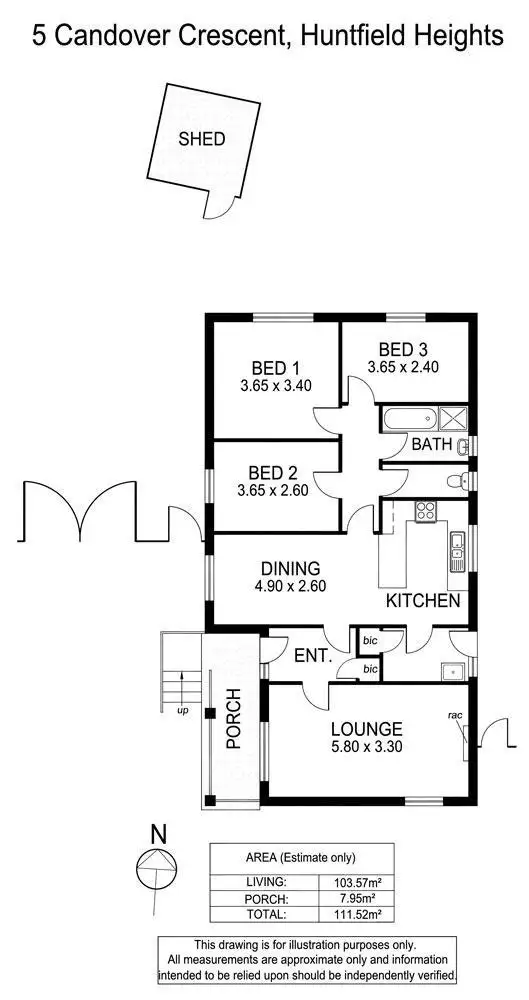 Floorplan of Homely house listing, 5 Candover Crescent, Huntfield Heights SA 5163