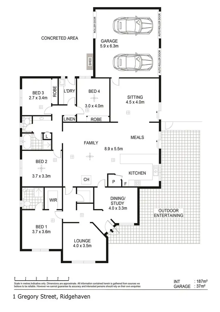 Floorplan of Homely house listing, 1 Gregory Street, Ridgehaven SA 5097
