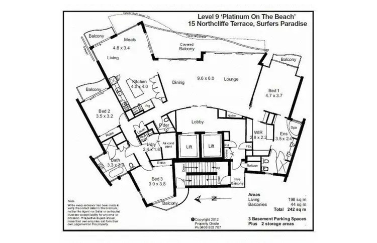 Floorplan of Homely apartment listing, 9 'Platinum on the Beach' 1 Markwell Avenue, Surfers Paradise QLD 4217