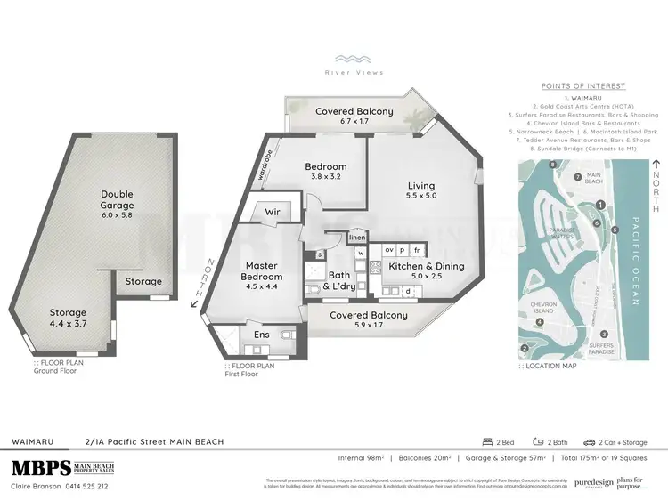 Floorplan of Homely unit listing, 'WAIMARU' 1a Pacific Street, Main Beach QLD 4217