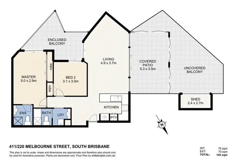 Floorplan of Homely apartment listing, 411/220 Melbourne Street, South Brisbane QLD 4101