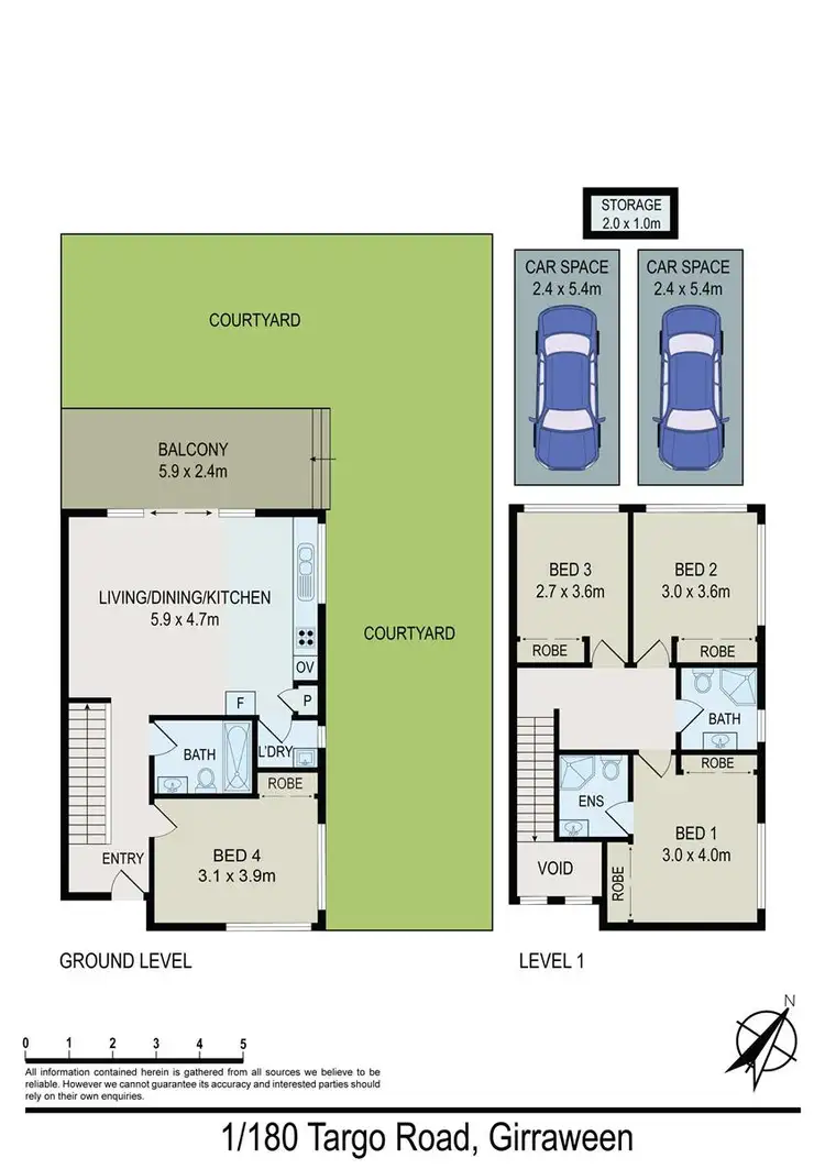 Floorplan of Homely townhouse listing, 1/180 Targo Road, Girraween NSW 2145