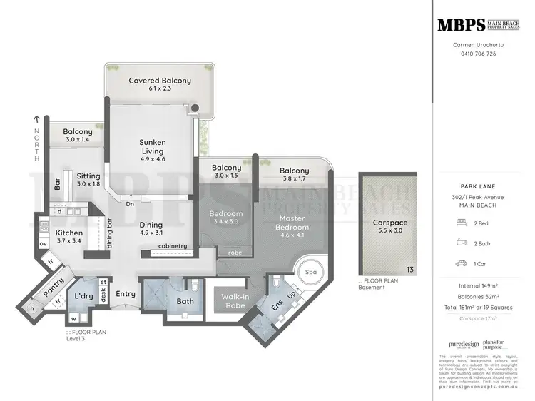 Floorplan of Homely apartment listing, 'PARK LANE' 1 Peak Avenue, Main Beach QLD 4217