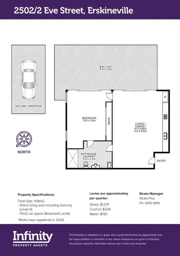 Floorplan of Homely apartment listing, 2502/2-14 Eve Street, Erskineville NSW 2043