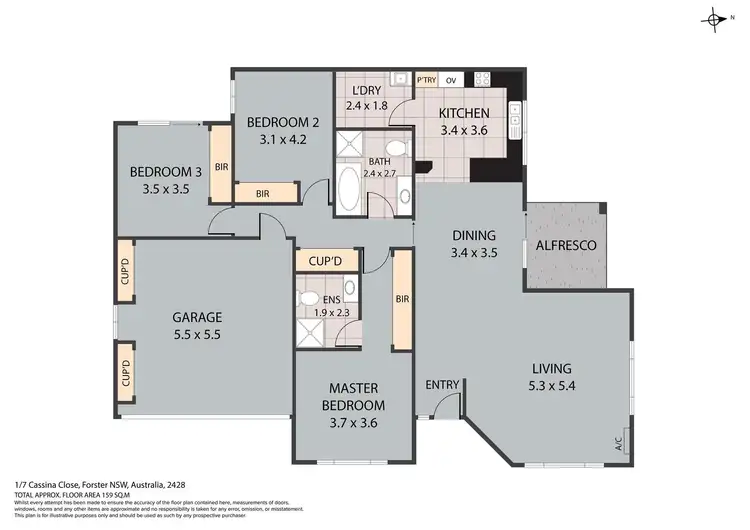 Floorplan of Homely villa listing, 1/7 Cassina Close, Forster NSW 2428