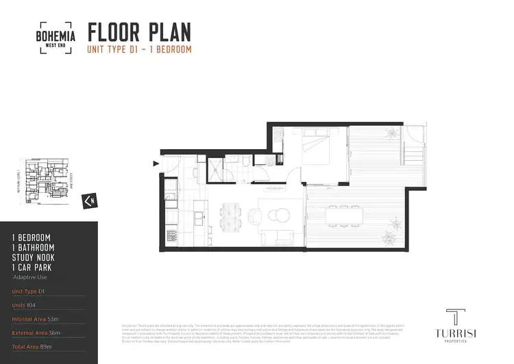 Floorplan of Homely apartment listing, 104/77 Jane Street, West End QLD 4101