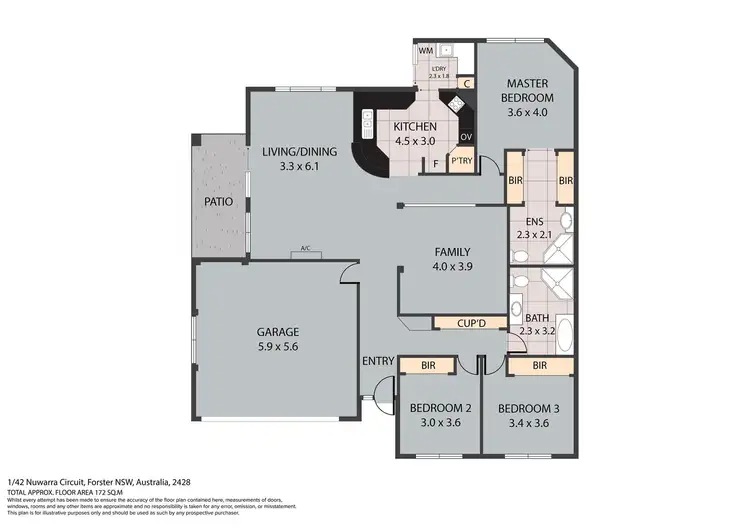 Floorplan of Homely villa listing, 1/42 Nuwarra Circuit, Forster NSW 2428
