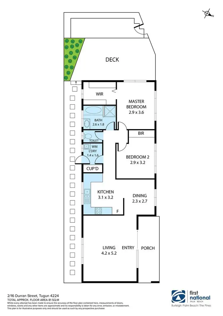 Floorplan of Homely semi-detached listing, 2/16 Durran Street, Tugun QLD 4224