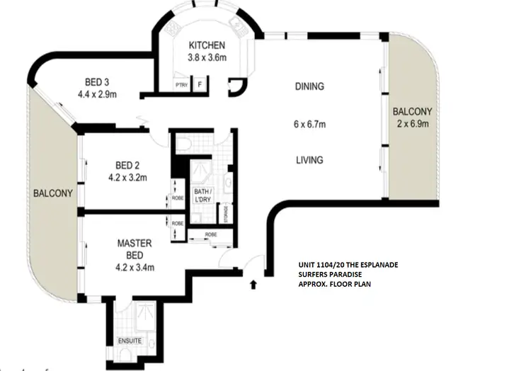 Floorplan of Homely apartment listing, 1104/20 The Esplanade, Surfers Paradise QLD 4217