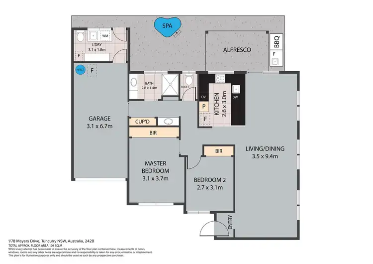 Floorplan of Homely villa listing, 1/78 Mayers Drive, Tuncurry NSW 2428