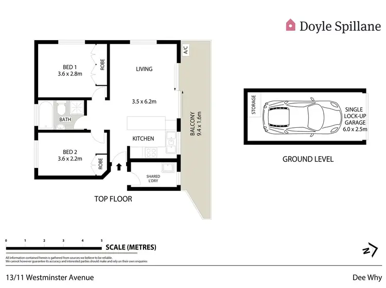Floorplan of Homely unit listing, 13/11 Westminster Avenue, Dee Why NSW 2099