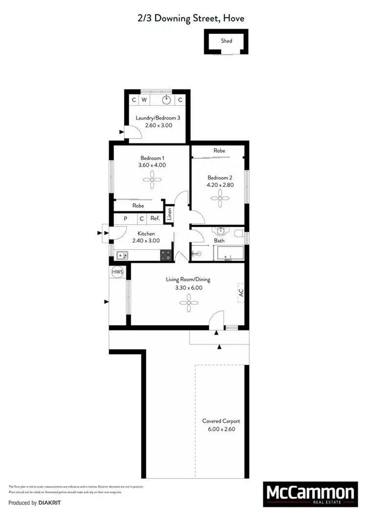Floorplan of Homely unit listing, 2/3 Downing Street, Hove SA 5048