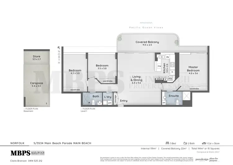 Floorplan of Homely apartment listing, 'NORFOLK' 3534 Main Beach Parade, Main Beach QLD 4217