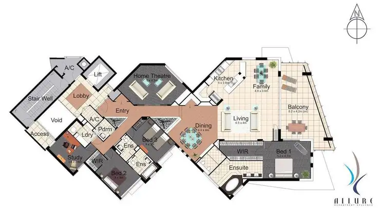 Floorplan of Homely apartment listing, 6 'Allure' 1 Northcliffe Terrace, Surfers Paradise QLD 4217