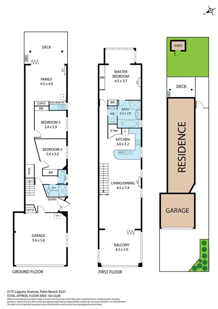 Floorplan of Homely semi-detached listing, 2/75 Laguna Avenue, Palm Beach QLD 4221