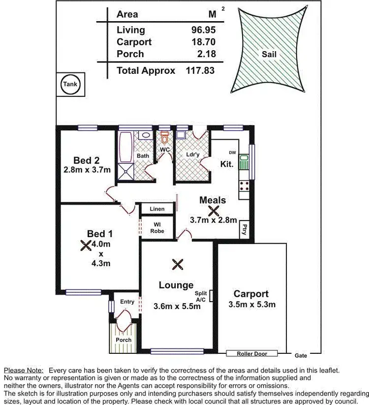 Floorplan of Homely unit listing, 2/2 Galbraith Avenue, Park Holme SA 5043