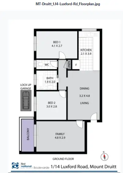 Floorplan of Homely apartment listing, 1/14 Luxford Road, Mount Druitt NSW 2770