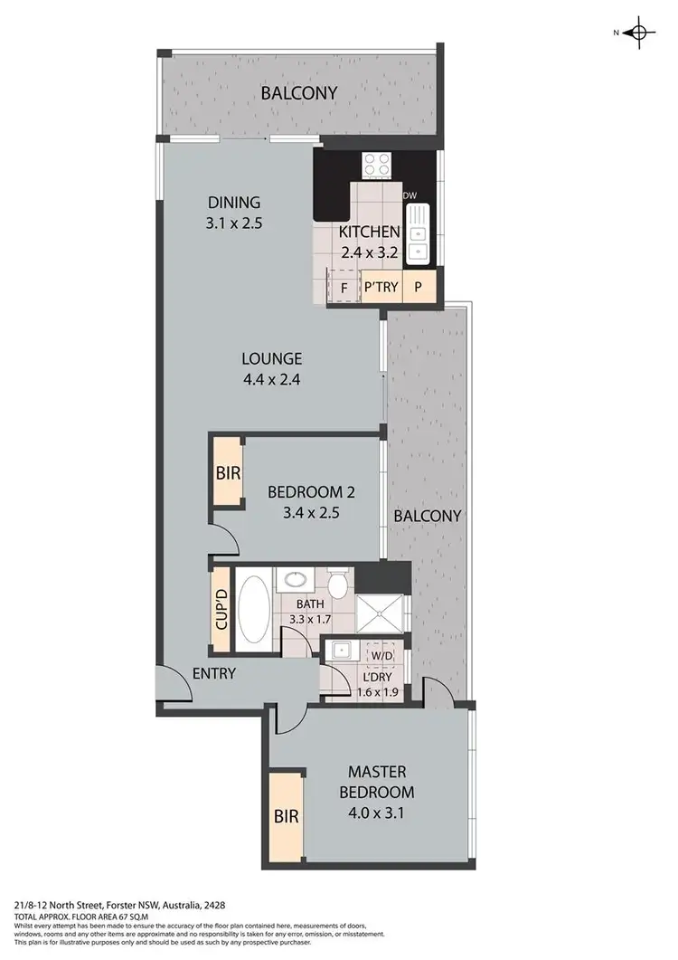 Floorplan of Homely apartment listing, 21/8-12 North Street, Forster NSW 2428