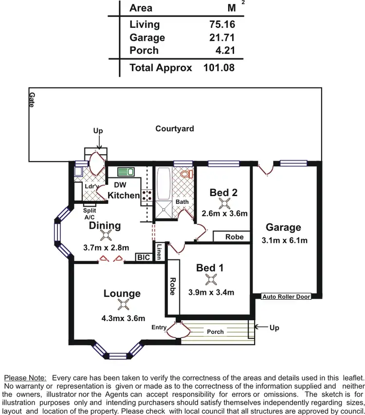 Floorplan of Homely unit listing, 1/22 Watson Street, Fullarton SA 5063