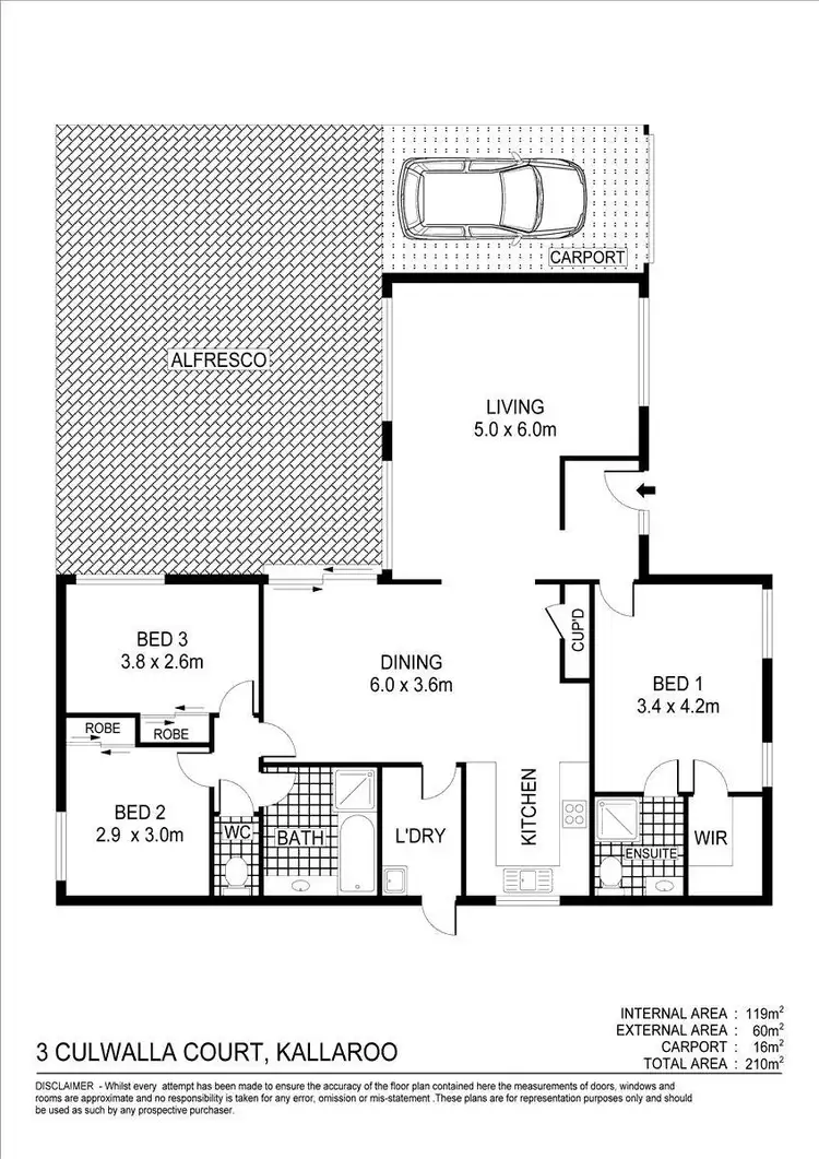 Floorplan of Homely house listing, 3 Culwalla Close, Kallaroo WA 6025