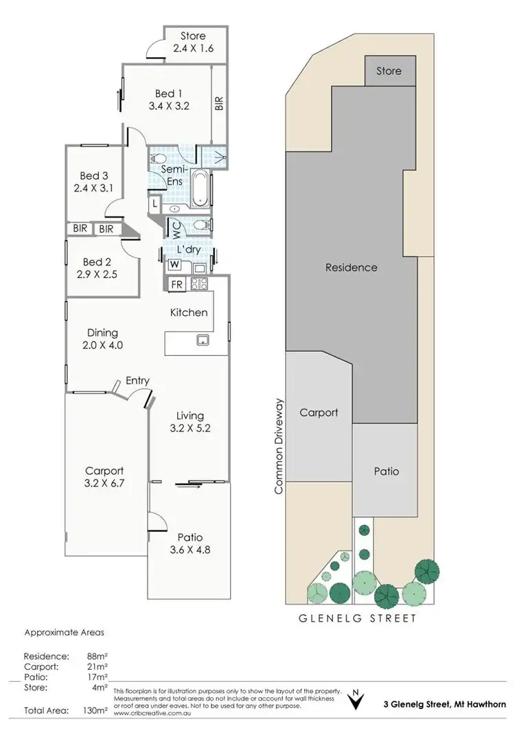Floorplan of Homely semi-detached listing, 3 Glenelg Street, Mount Hawthorn WA 6016